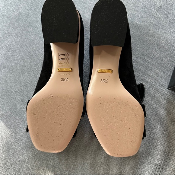 Gucci Black Suede Marmont Fringe Loafers with Gold Double G - Picture 5 of 8